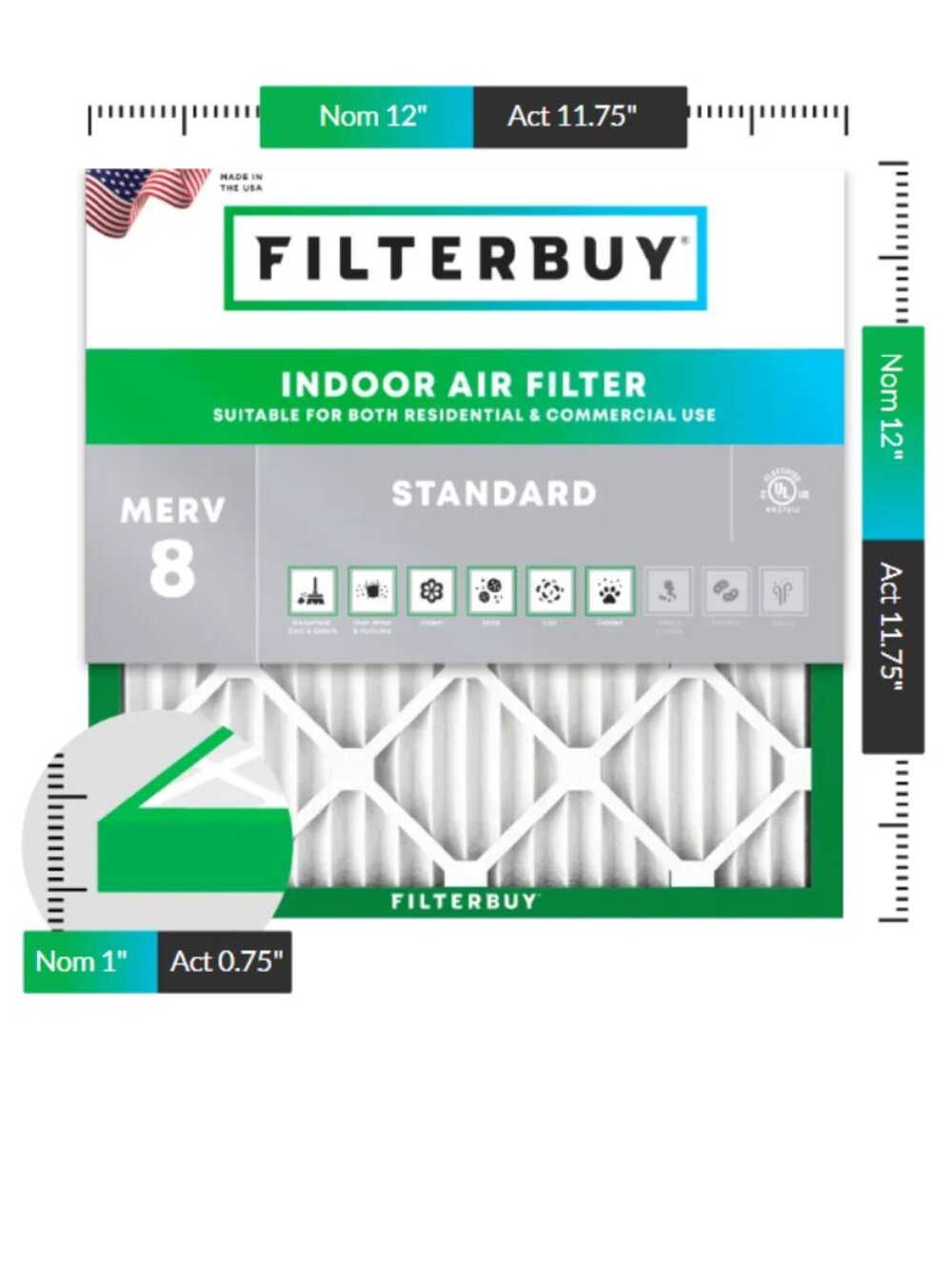 18 Pack 12x12x1 Air Filter MERV 8 Pleated Home HVAC AC Furnace Filters Replaceme